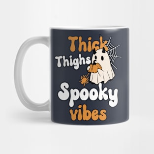 Thick Thighs Spooky Vibes - Retro Groovy Vintage Halloween Sayings Costume For Mom Mug
